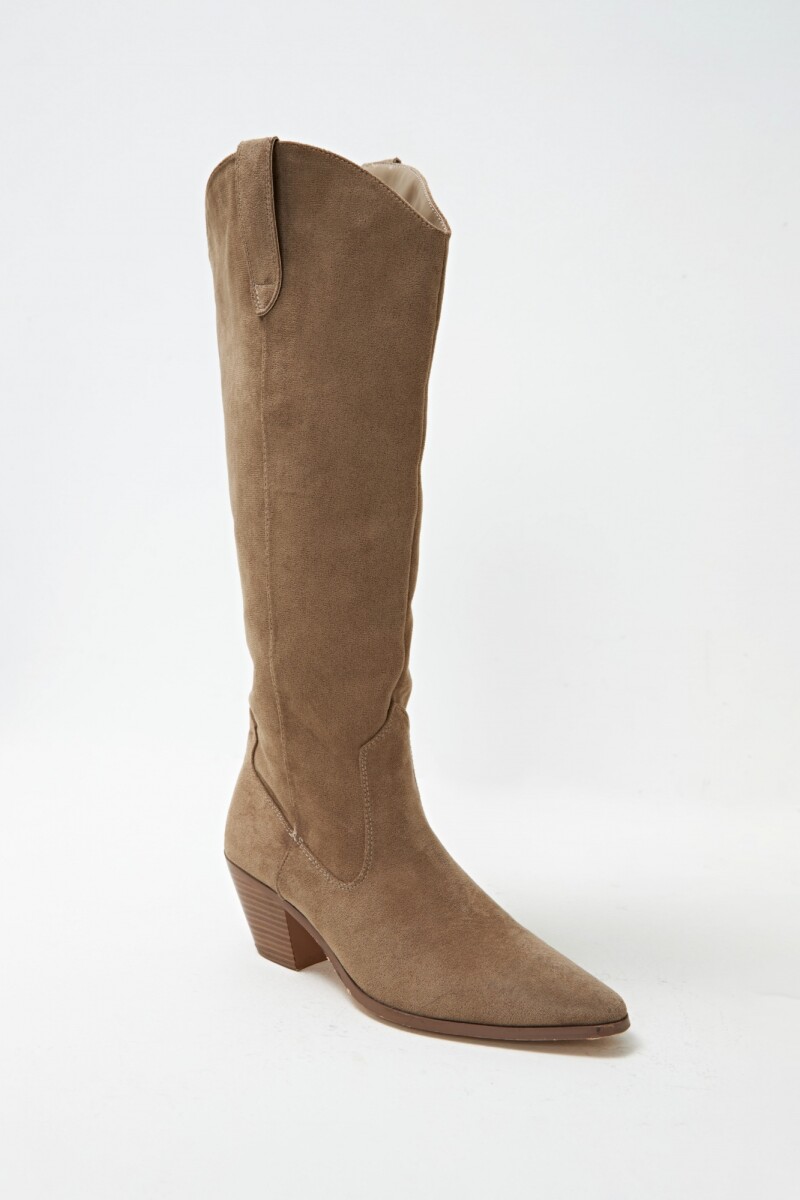 Bota tejana de suede beige