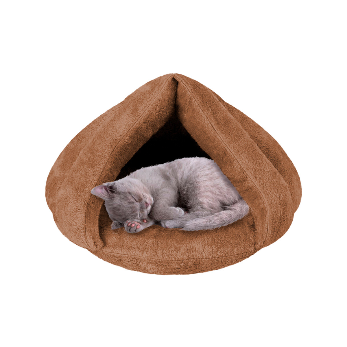 Cueva Cama Peluche Para Gatos Perros Mediano - Color marrón 