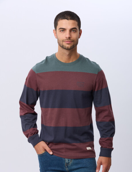 REMERA RAYADA DE ALGODÓN Azul