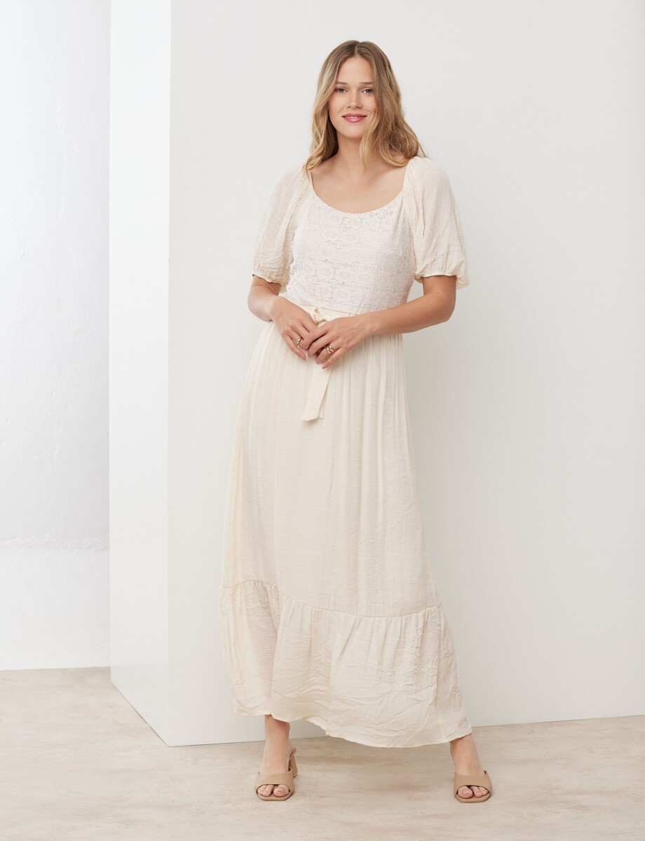 Vestido Maxi Encaje - Beige 