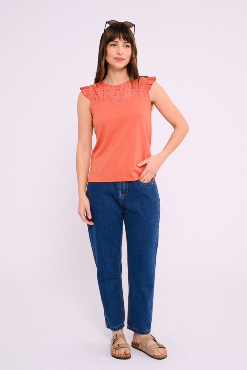 Blusa con calado Terracota