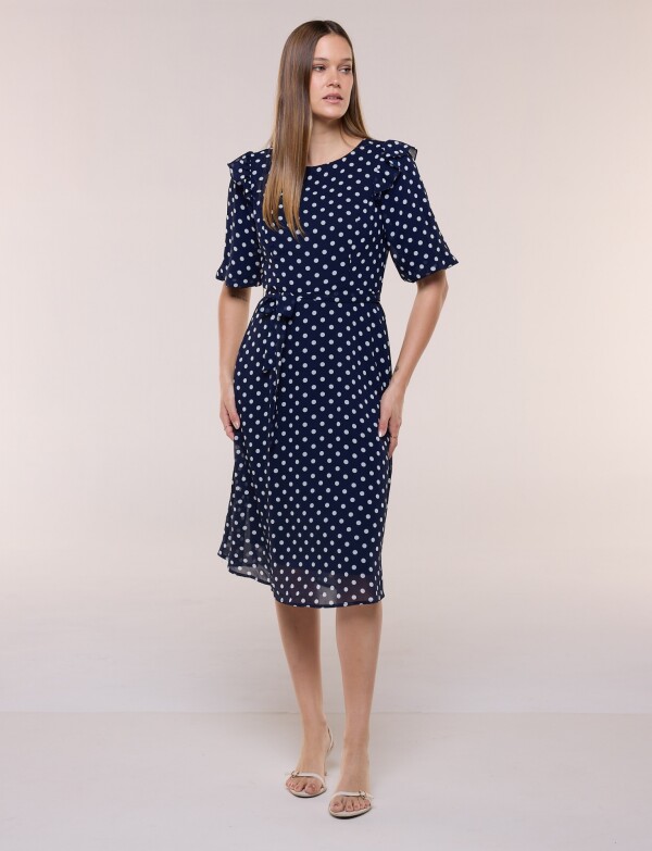 Vestido Lazo Lunares AZUL/BLANCO
