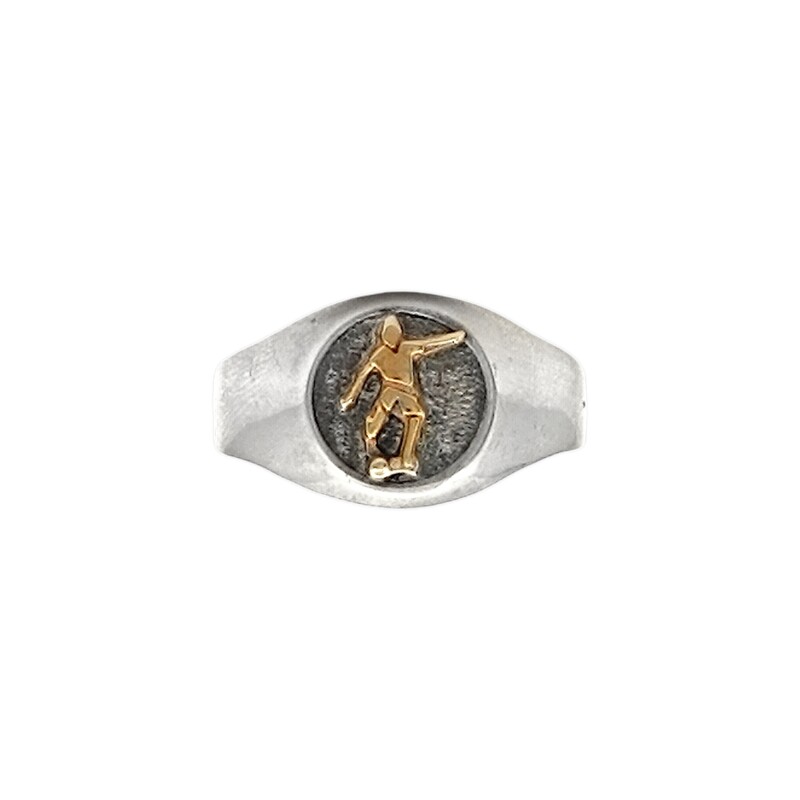 Anillo Profesión Futbolista -Plata y Oro-Sin Piedra-AP5021 sinpiedra