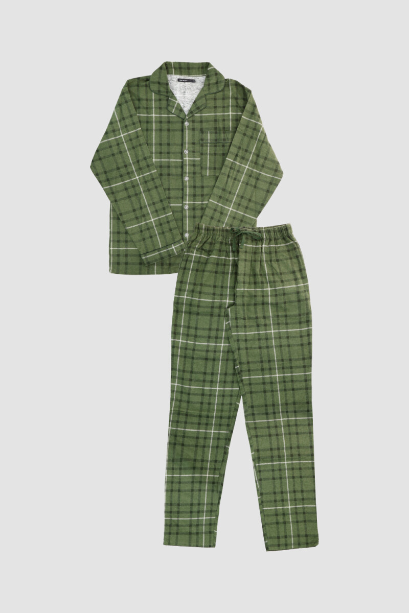 Pijama hombre retro franela - Verde benetton 