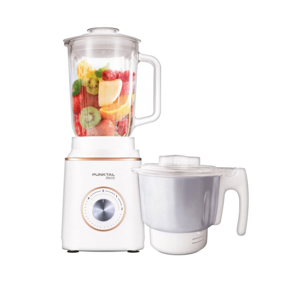 Licuadora - 600W 1,5L con Vaso de Vidrio y Picador - Punktal Licuadora - 600W 1,5L con Vaso de Vidrio y Picador - Punktal
