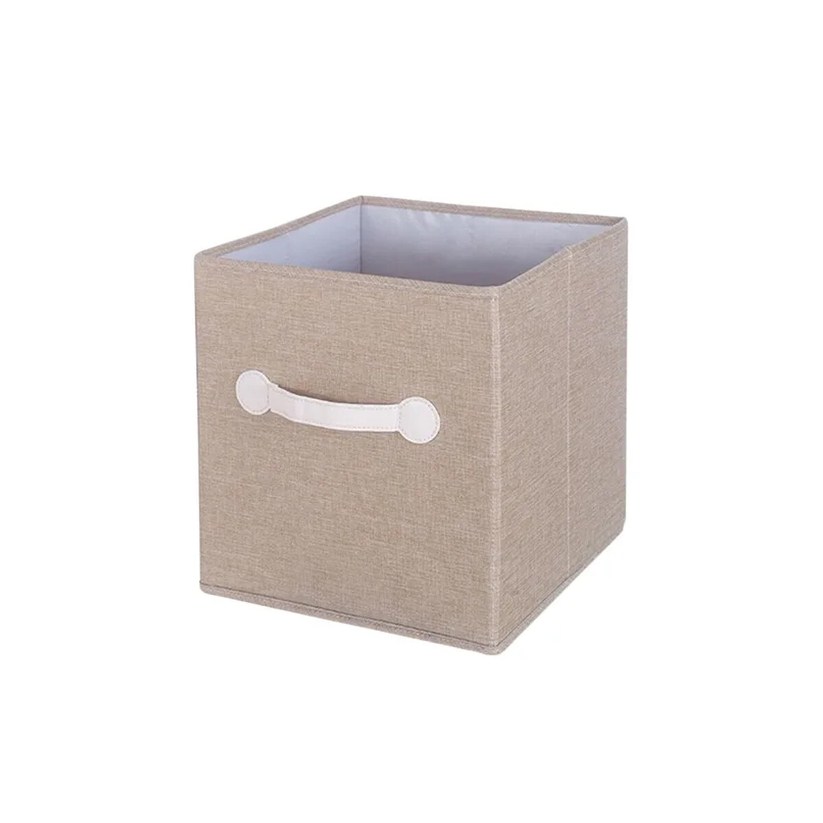 Caja Organizadora De Tela Con Asa - Beige 