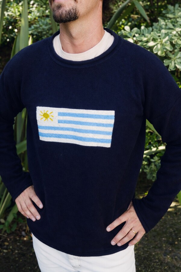 Flag Wool Sweater Men Azul Marino