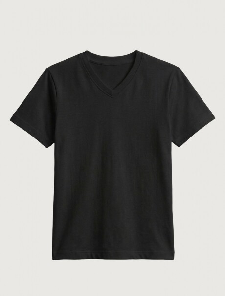 CAMISETA BÁSICA DE ALGODÓN NEGRO