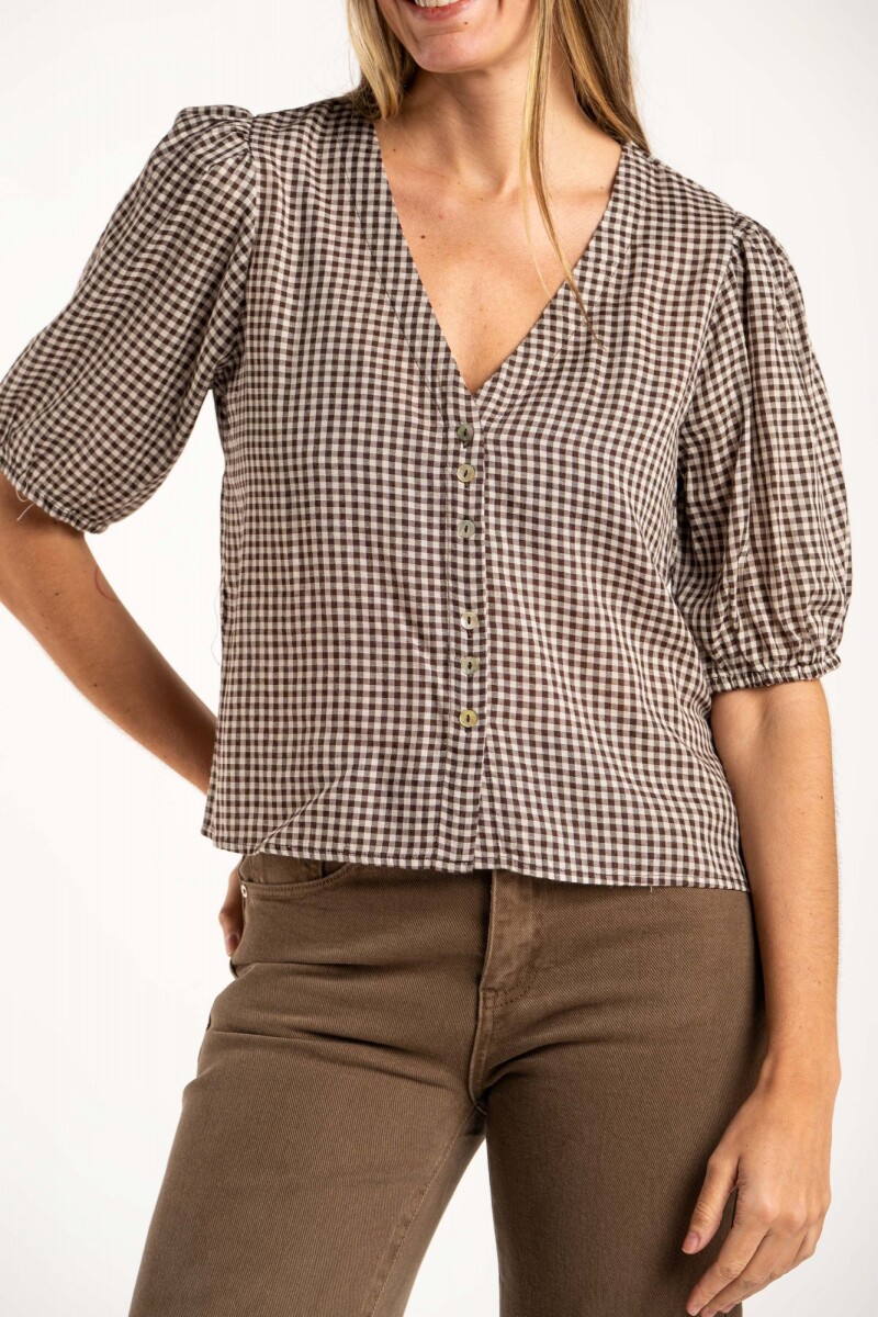 Blusa Gingham Chocolate