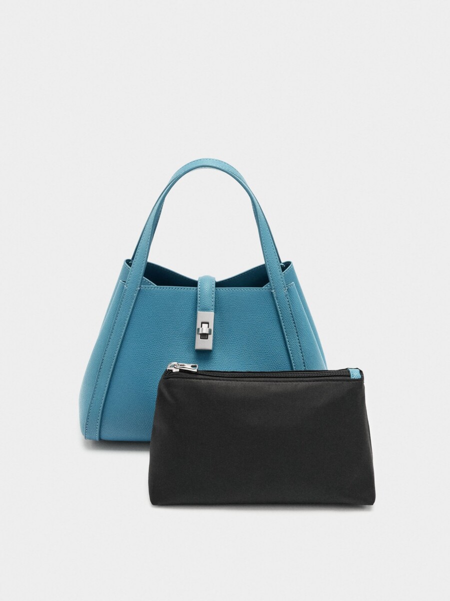 Bolso Tote Con Bolsa Interior azul