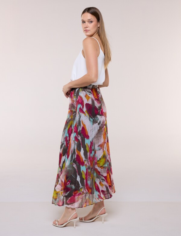 Falda Maxi Plisada MULTI/FUCSIA