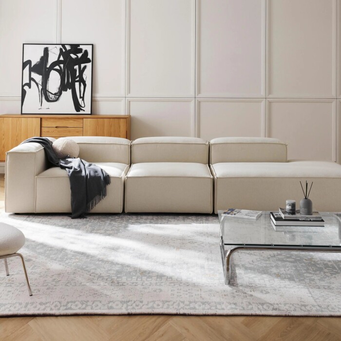 Sillón Nicole Esquinero + Respaldo + Chaise Lounge Beige