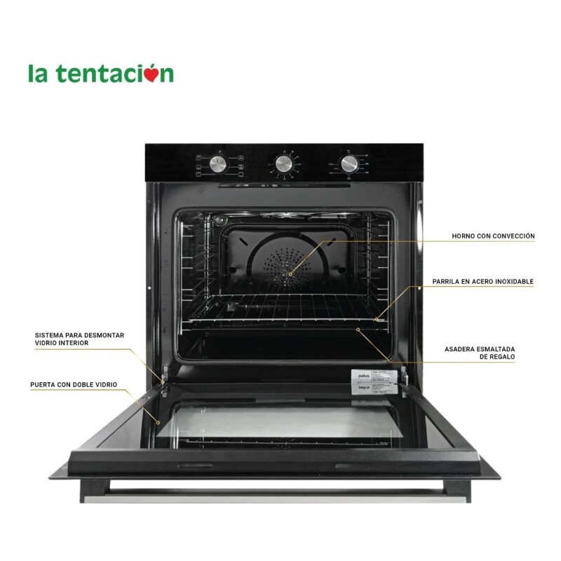 Horno Empotrar Convección Eléctrico Petra 71 L Negro Clase A Horno Empotrar Convección Eléctrico Petra 71 L Negro Clase A