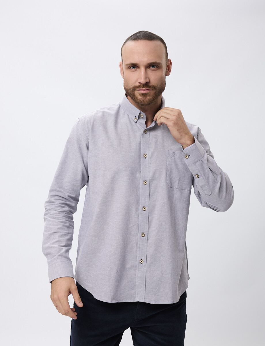 Camisa oxford lisa gris