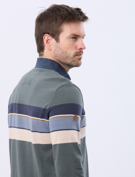 REMERA POLO RAYADA EN ALGODÓN Verde