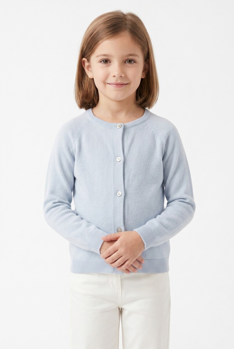 Cardigan tejido liso - Celeste 