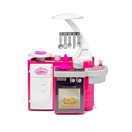 Cocinita infantil rosa completa con accesorios 001