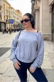 Polera Year Round Terry Off Shoulder Sweatshirt Mujer Classic Grey Heather