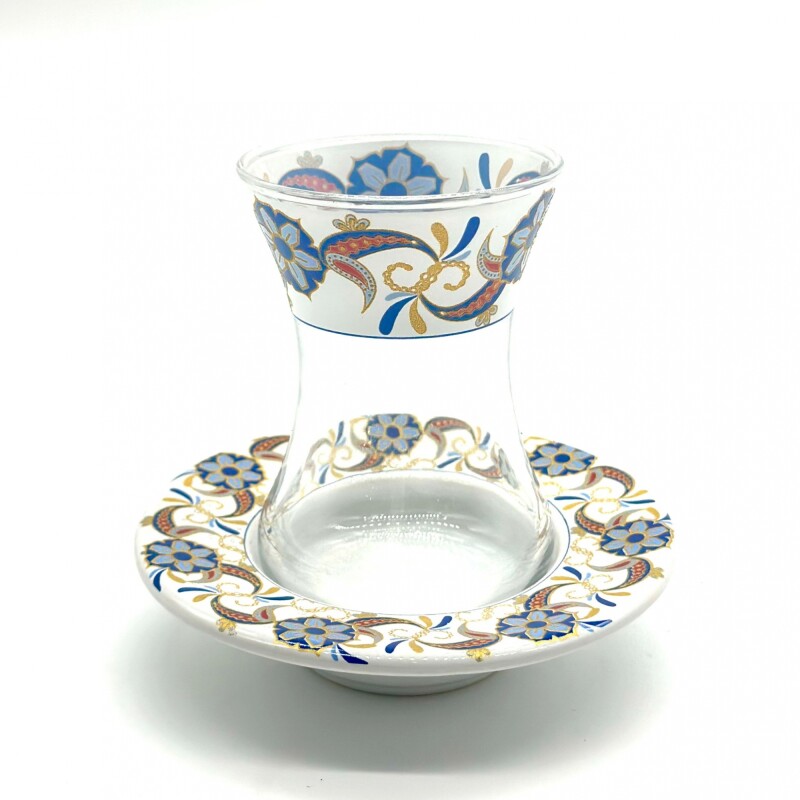 Vaso de té de vidrio X1 8 Plato Cerámica