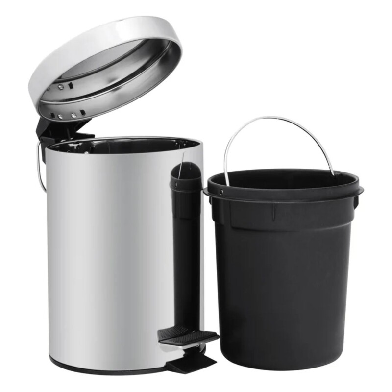 Set x2 papeleras acero inoxidable 3Lts y 12Lts Gris