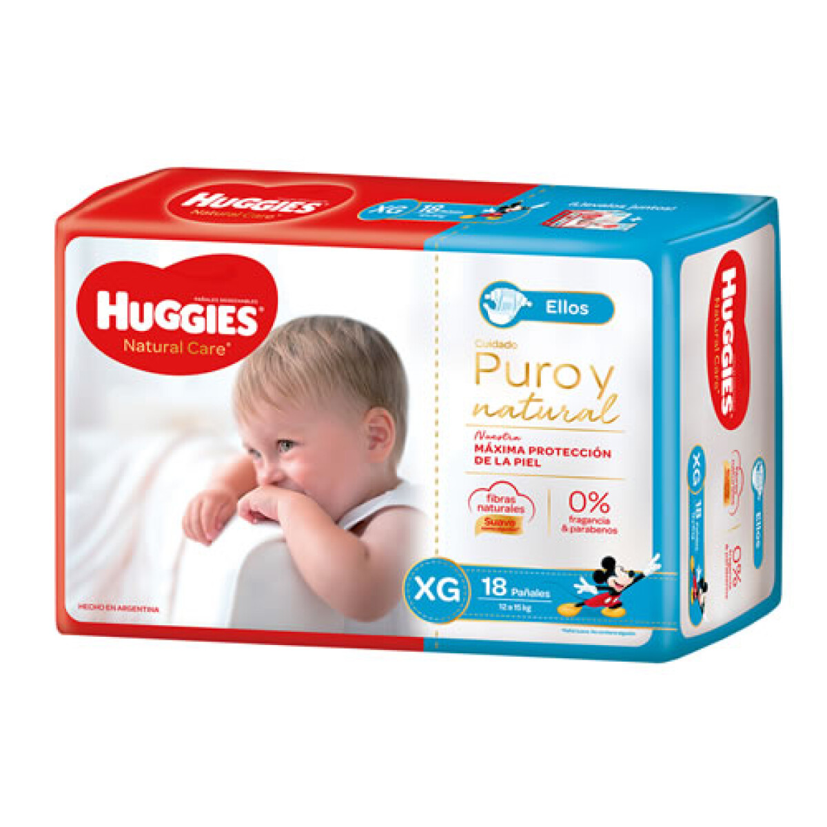 Pañales Huggies Natural Care XG para Ellos x18