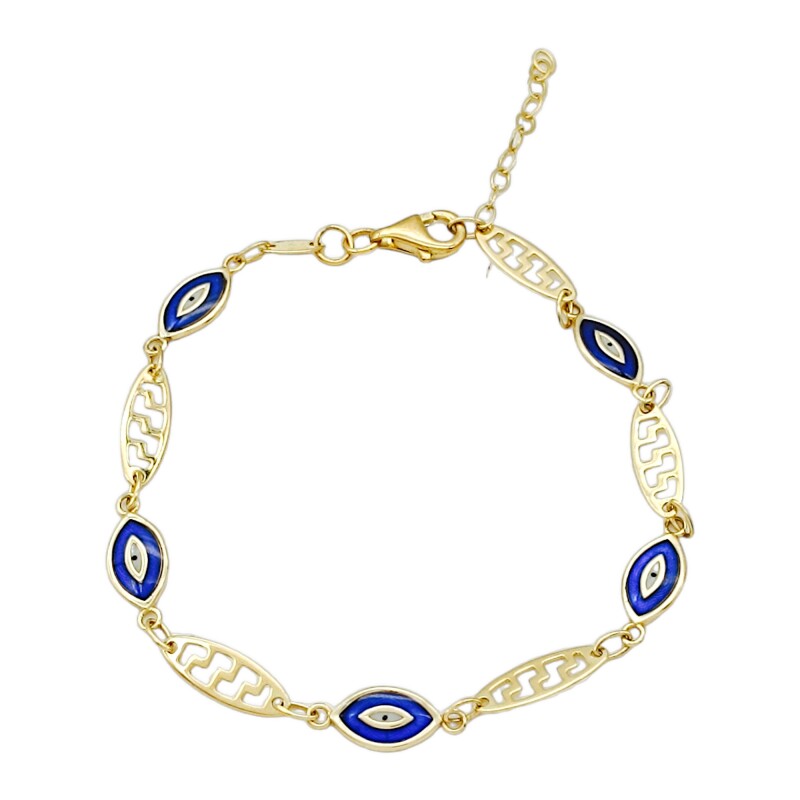 Pulsera Ojo Turco-Oro bajo-Resina Azul-PU8080 conpiedra