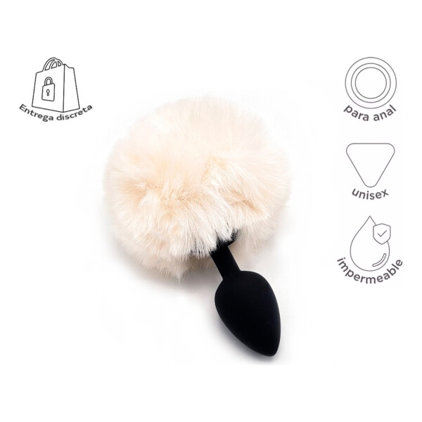 Plug Anal Pompón Conejita Consolador Estimulador Talle S Variante Color Blanco Negro