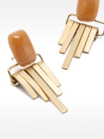 Pendientes Largos Con Piedra naranja