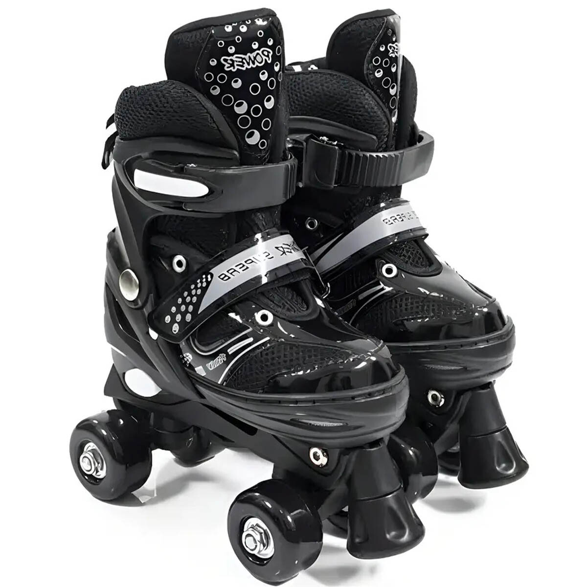Patines Roller 4 Ruedas Pvc Infantil Ajustable - Negro 