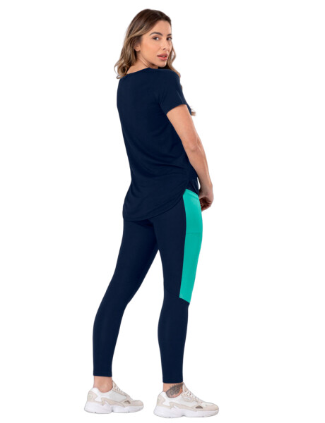 Calza legging deportiva para dama Graphene con bolsillo Azul Marino Talle M