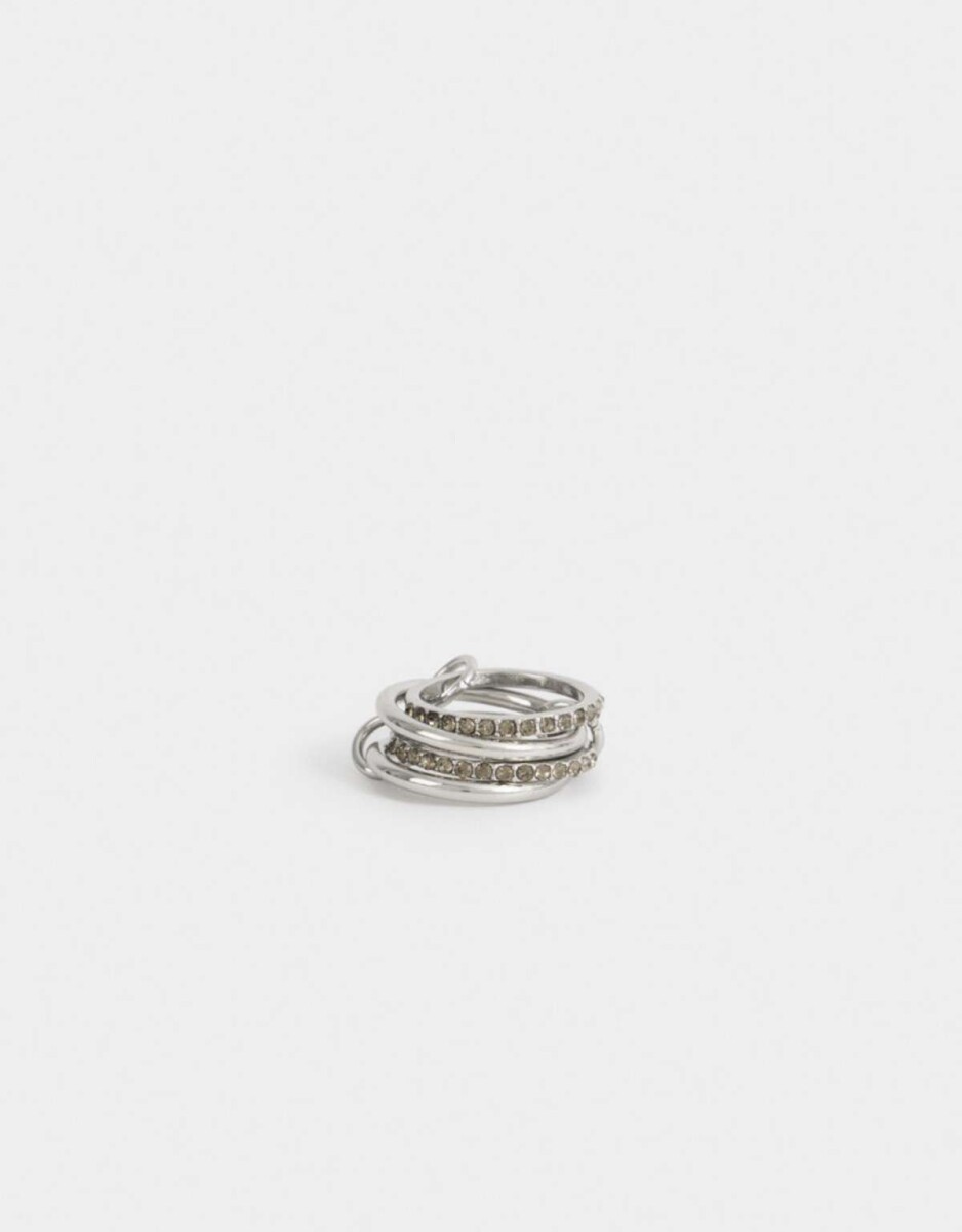 Anillo Con Strass - Plateado 
