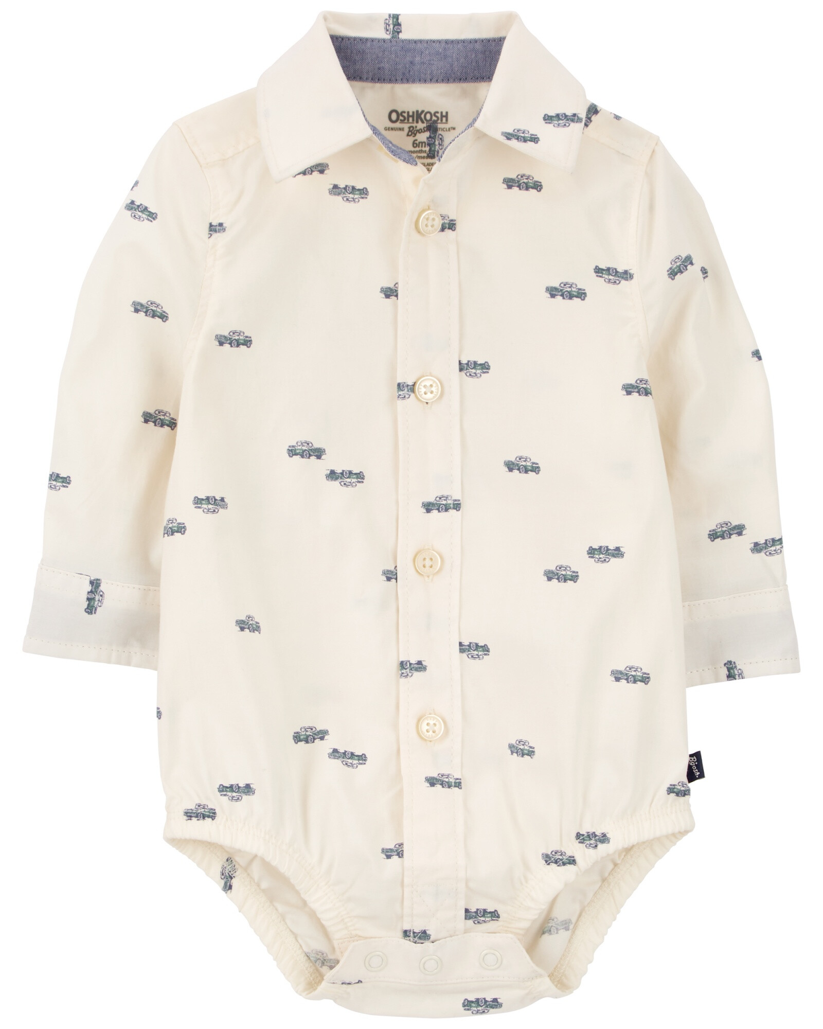 Body de algodón, tipo camisa, diseño camionetas Sin color