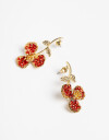 Aros Colgantes Cortos Strass Aros Colgantes Flor Strass - Rojo Medio