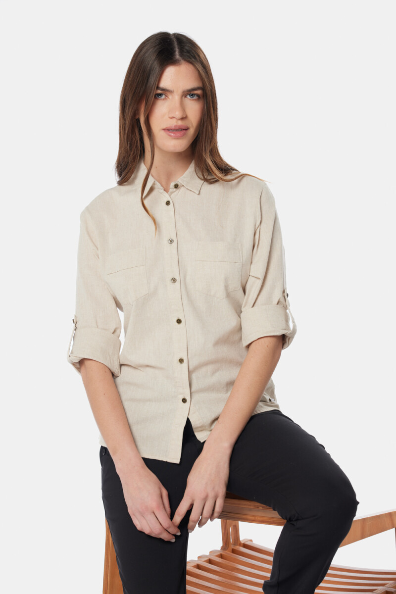 CAMISA DE LINO - Beige 