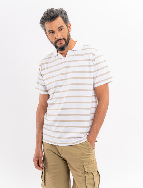 Remera m/c rayada beige
