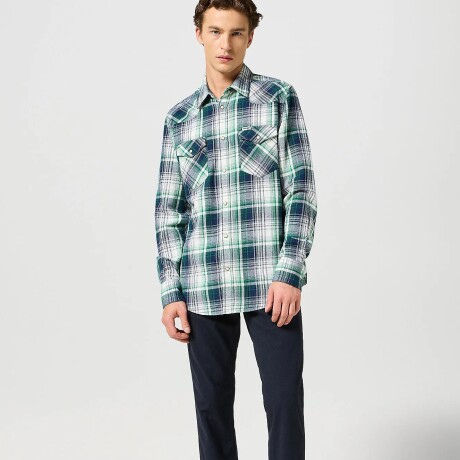 Camisa Wrangler de Hombre - 1 PKT SHIRT - W112357242GREEN GREEN