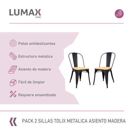 Silla Tolix Metálica pack 2 unidades Vintage Negro