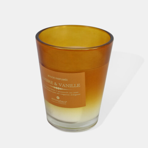 VELA AROMATICA AMBRE EN POTE DE VIDRIO BEIGE Unica