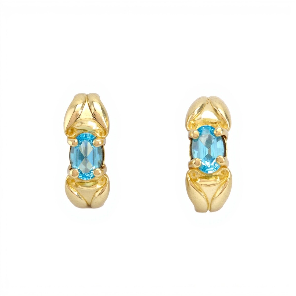 Caravanas aros Aguamarina - Oro bajo - Aguamarina - CA8094 - conpiedra 