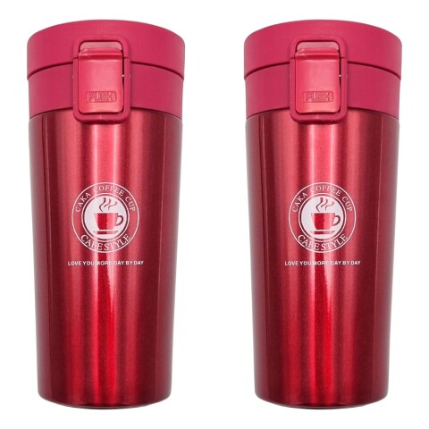 Pack X10 Vaso Taza Térmico Botella 380ml Abre Facil Cafe Te Color Variante Fucsia