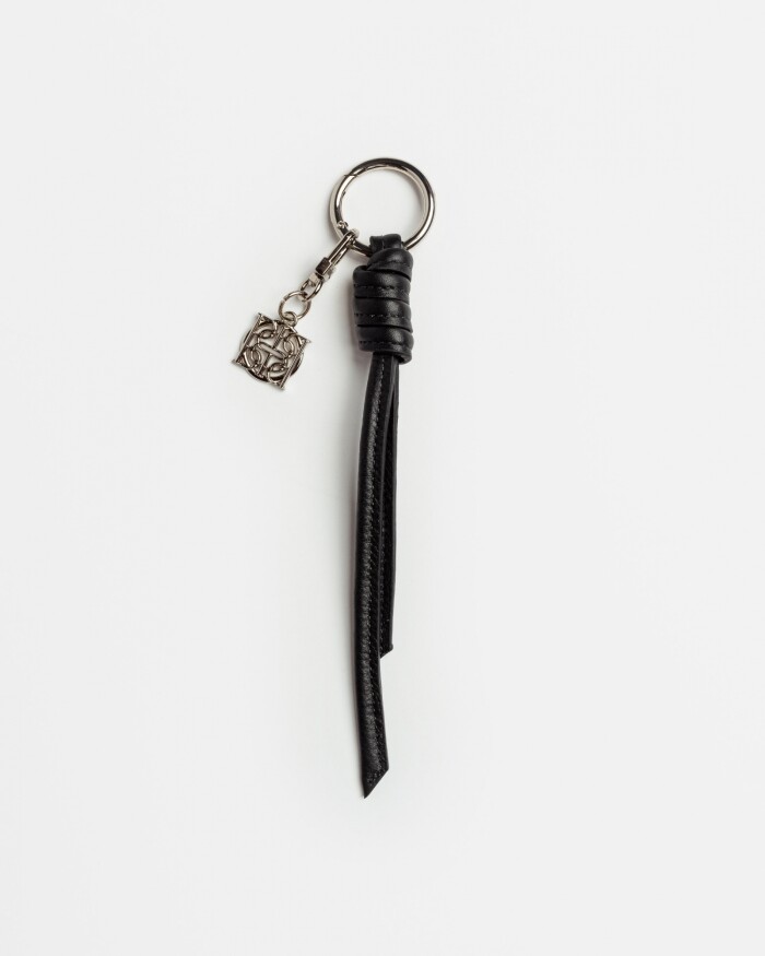 Llavero Coin en cuero graneado Negro