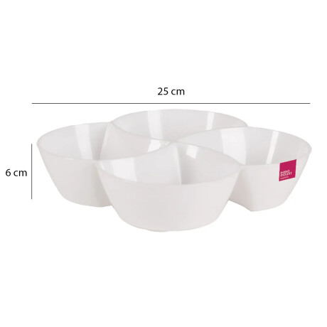Copetinero Le Chef Redondo con 4 Divisiones 25x25x6Cm Blanco
