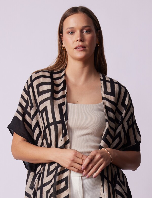 Kimono Geometrico NEGRO/BEIGE