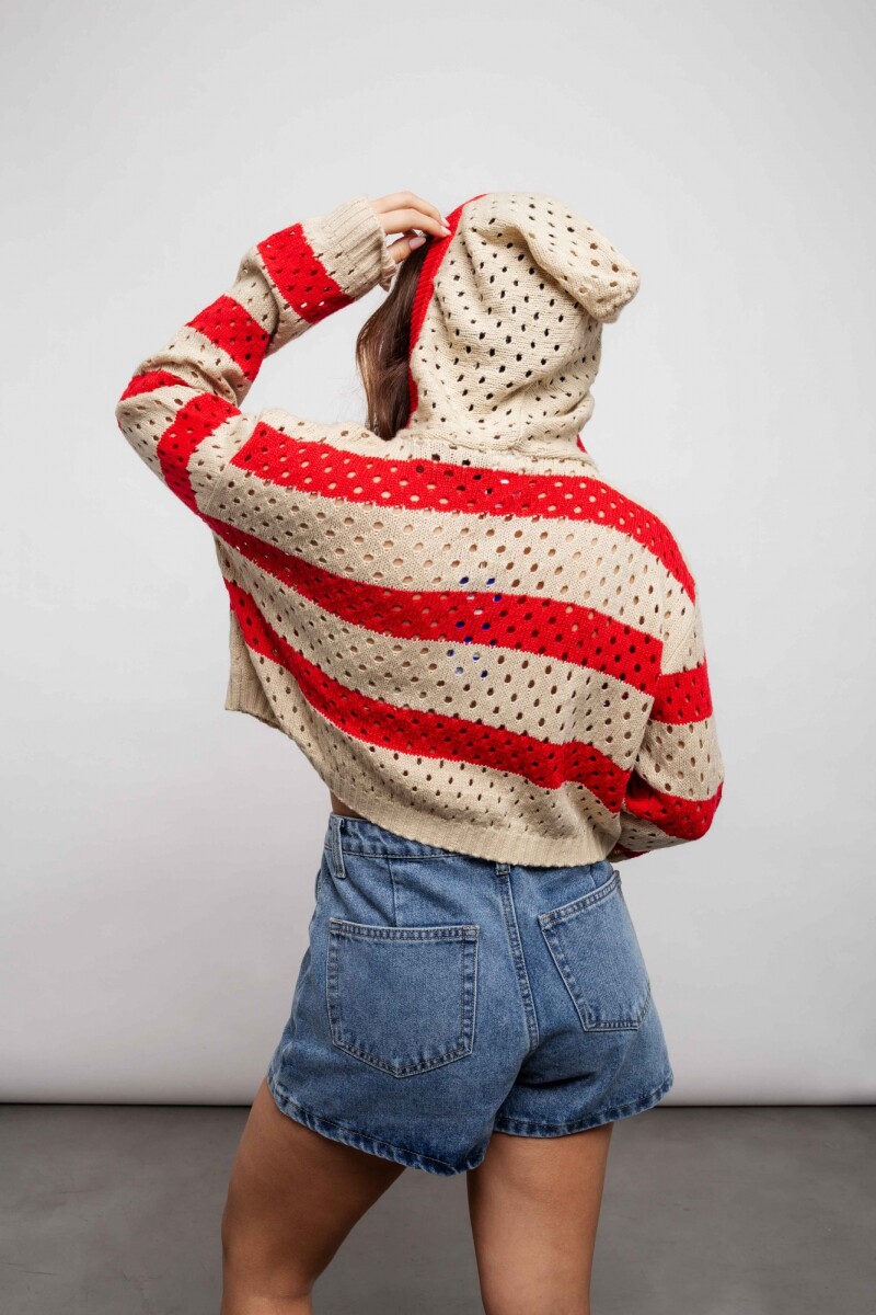 Buzo Ximena Rojo y beige