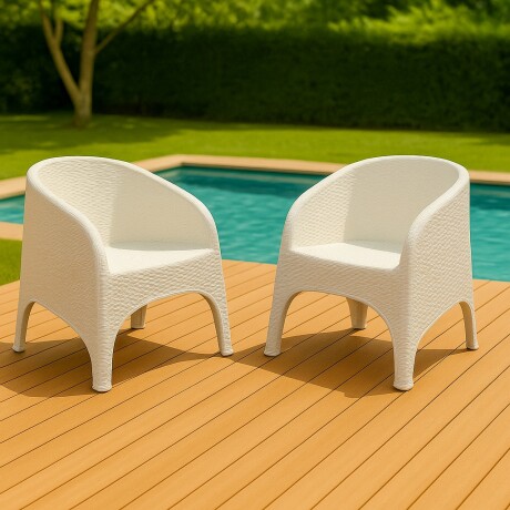 Set 2 Sillones Olivia ratán BLANCO