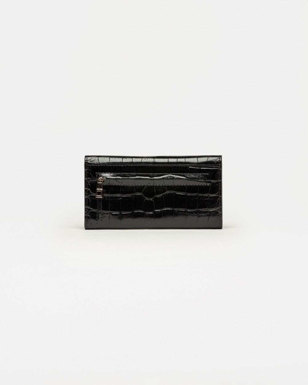 Billetera Dalia en cuero grabado croco satinado Negro