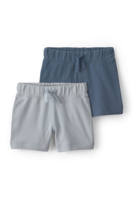 Pack dos shorts de algodón, con cordón, azules Pack dos shorts de algodón, con cordón, azules