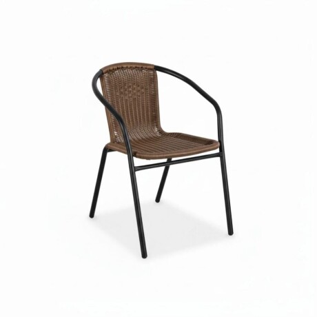 Silla De Patio Simil Ratan y Acero Clásica Marrón 4654 Silla De Patio Simil Ratan y Acero Clásica Marrón 4654