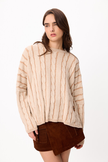 Sweater Lana Crop Oceano Crudo/Camel