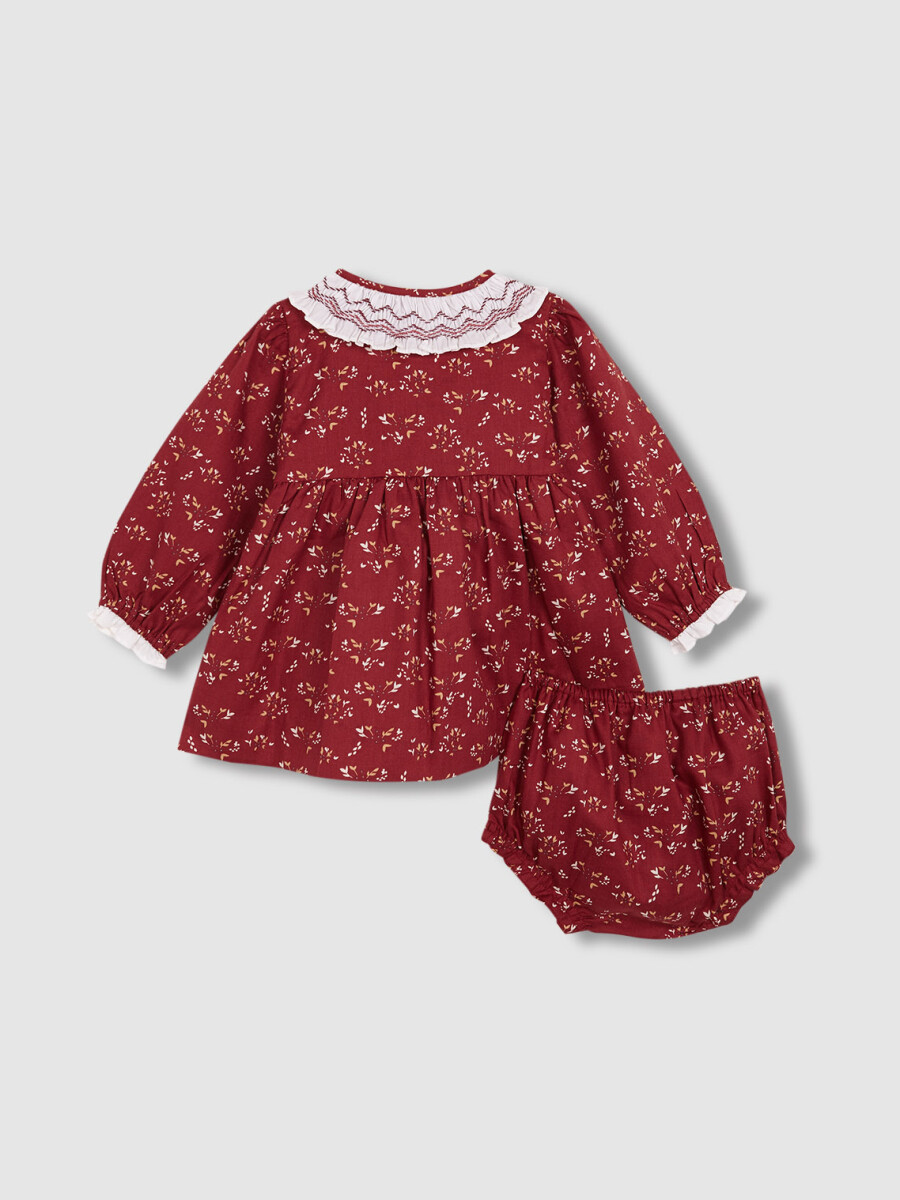 Vestido Smock Cuello Volante Caldera